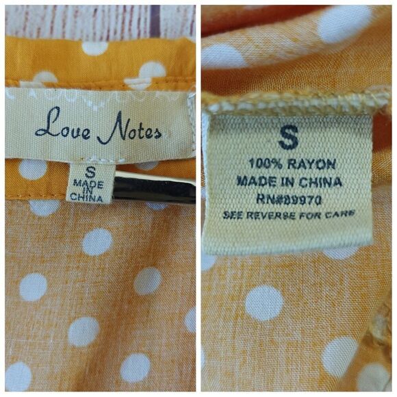 Love Notes crop polka dots button front short sleeve blouse sz S - Picture 8 of 8